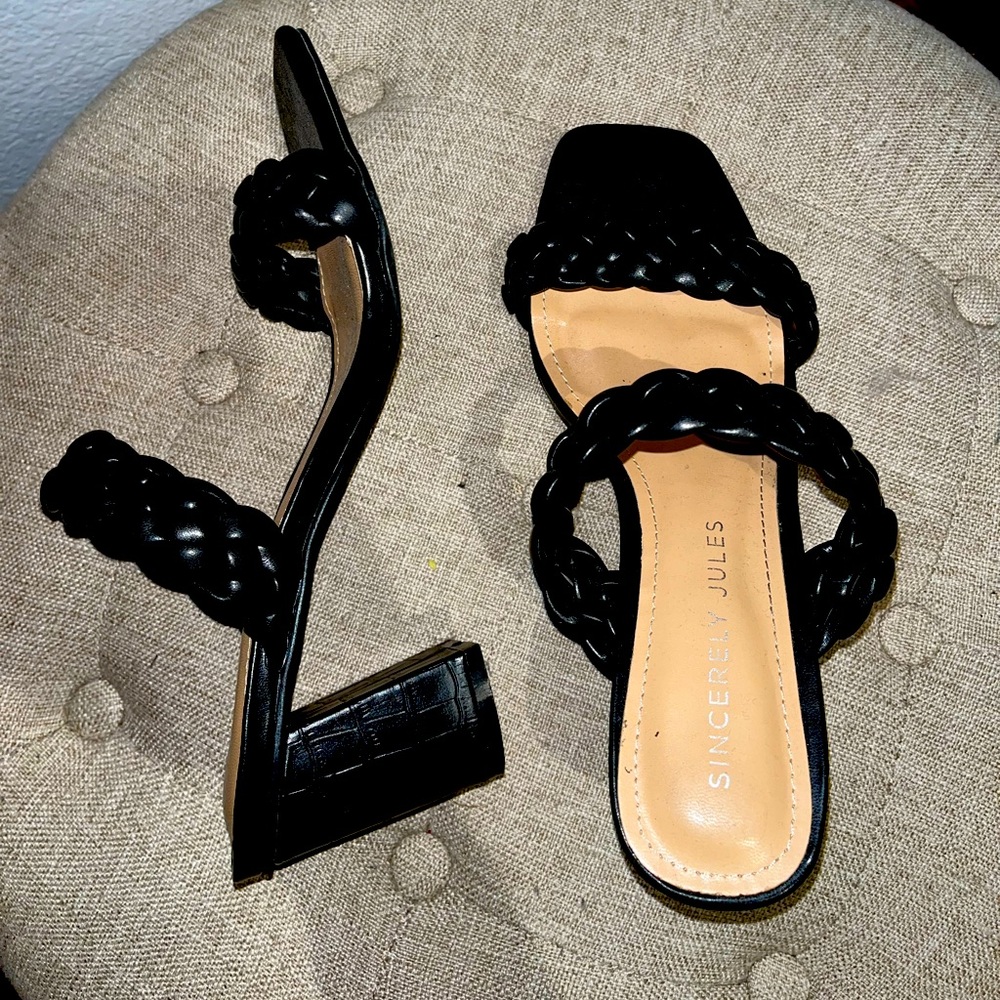 Braided black sandals 8 1/2